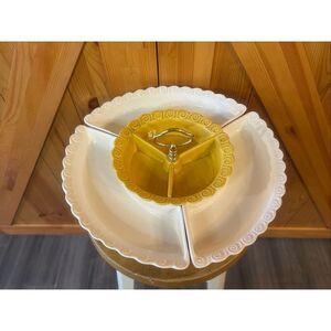 Vtg California Pottery 5 Piece Dip Set turntable Collectible Decor (5612)